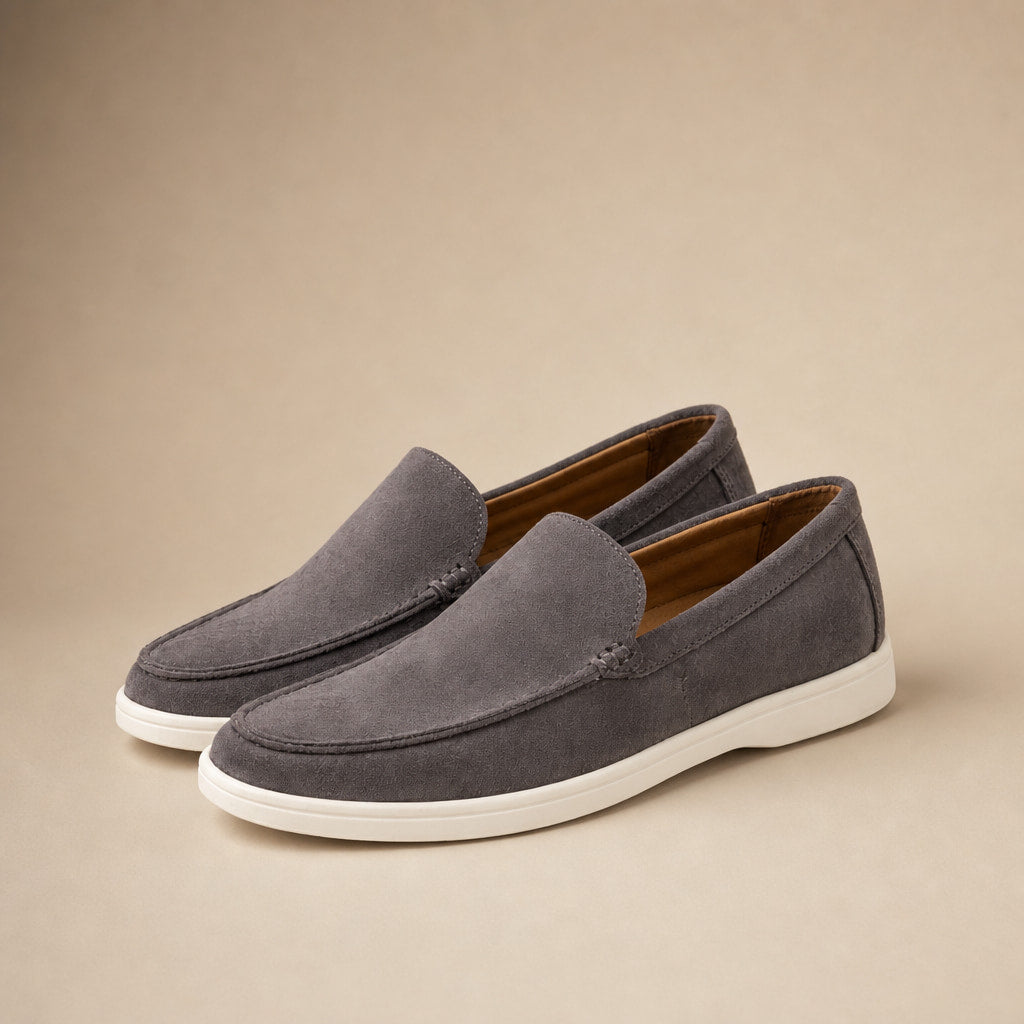 Loafer Shoes Suede Slip-On Driving Shoe Charcoal – Product Photo