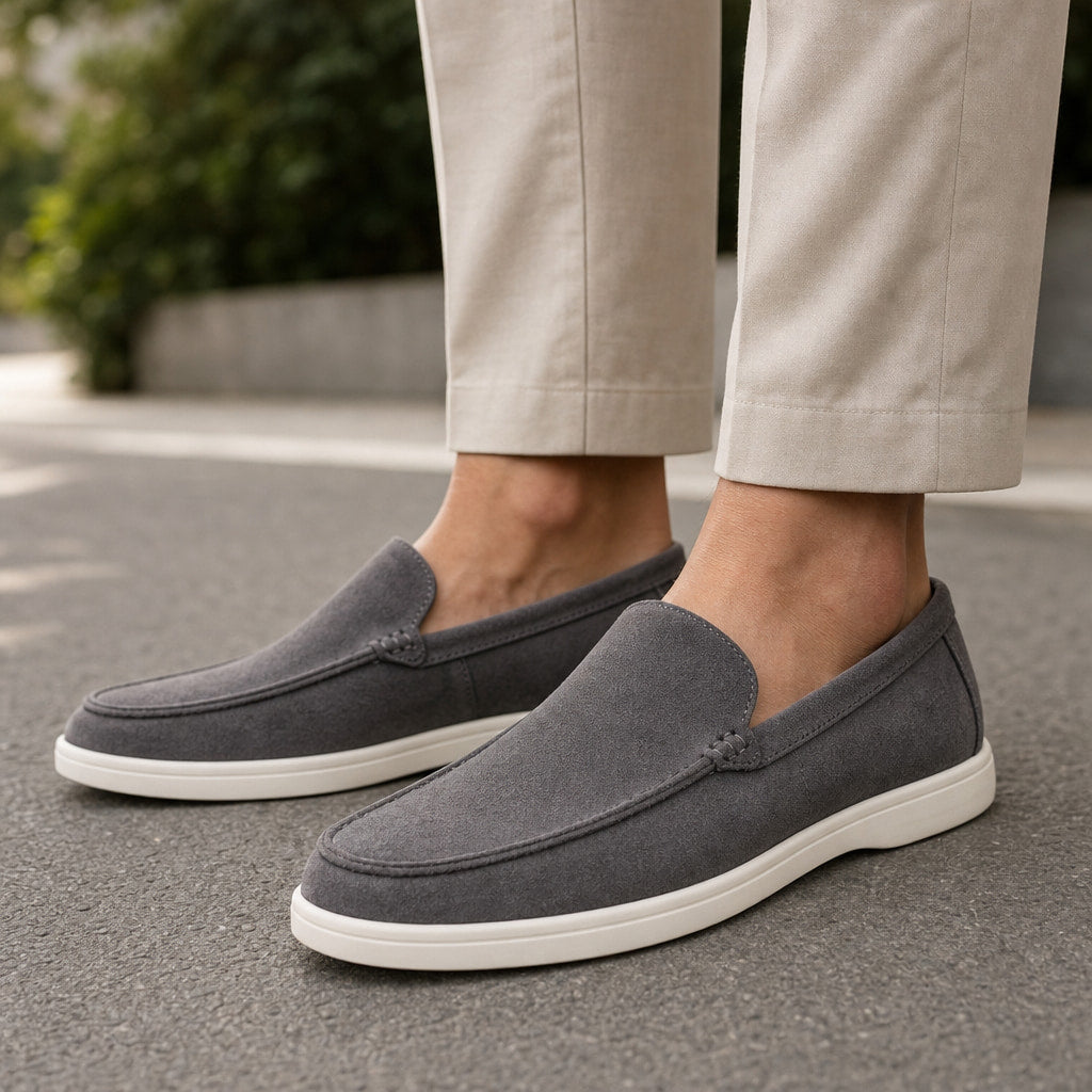 Loafer Shoes Suede Slip-On Driving Shoe in Charcoal – Enzaco Premium Menswear