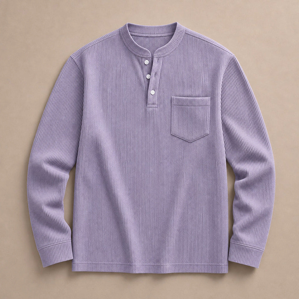 Evander | Henley Waffelstrick Langarm Lila – Produktfoto