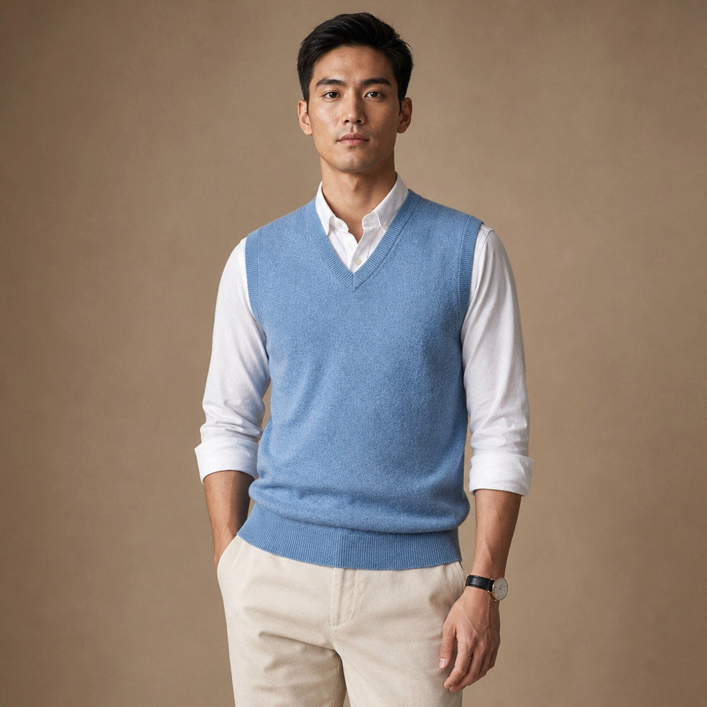 Chenton | Strickweste V-Ausschnitt Blau – Produktfoto