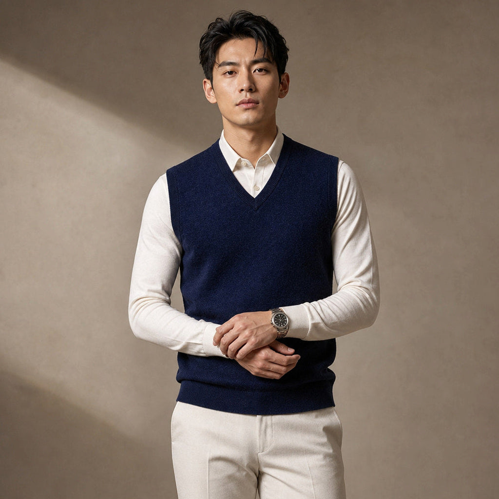 Chenton | Strickweste V-Ausschnitt Blau – Produktfoto