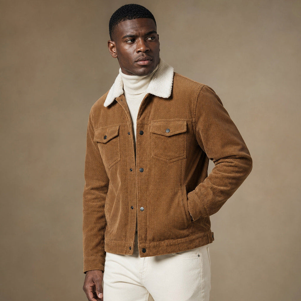Chordex | Cordjacke Regular Fit Braun – Seitenansicht