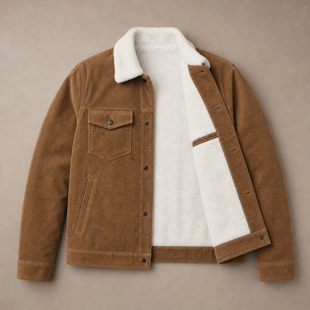 Chordex | Cordjacke Regular Fit Braun – Flatlay-Produktfoto