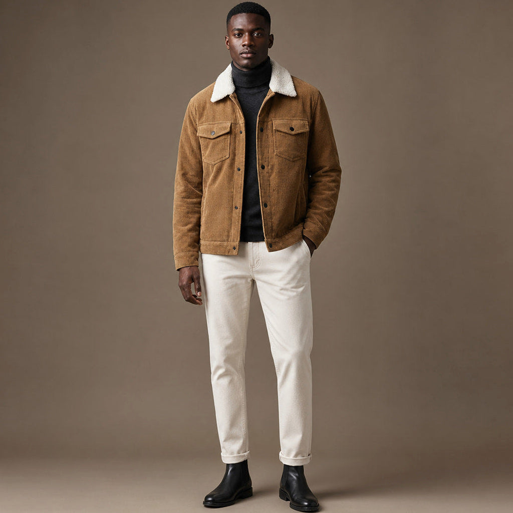 Chordex | Cordjacke Regular Fit Braun – Gesamtlook