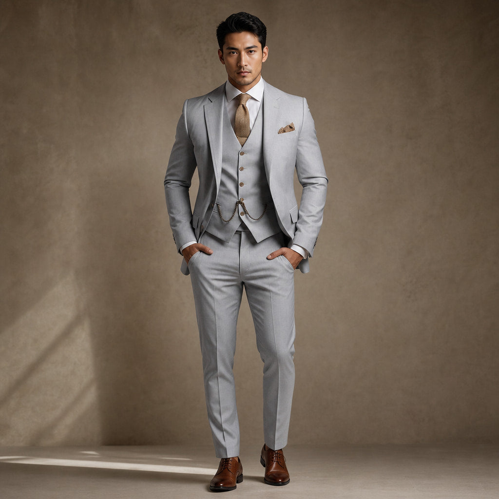 Three Piece Suit Slim Fit Formal in Gray – Enzaco Premium Menswear