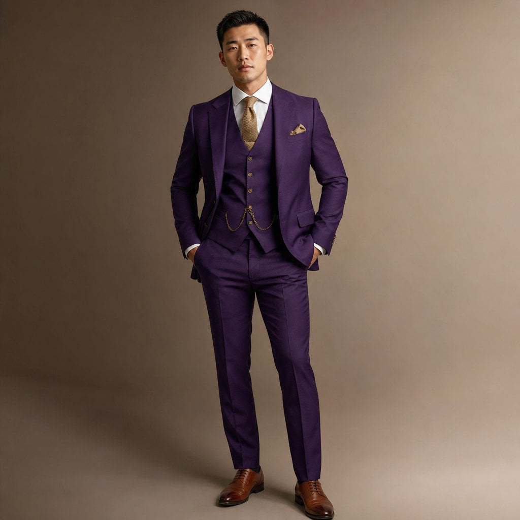 Three Piece Suit Slim Fit Formal Purple – Product Photo