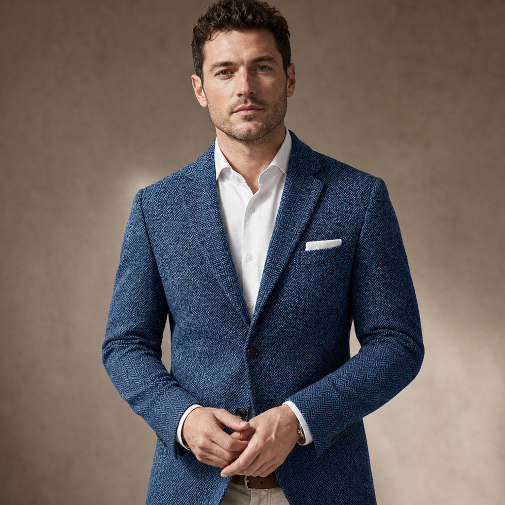 Dankmar | Blazer Fischgrat Slim Fit Blau – Produktfoto