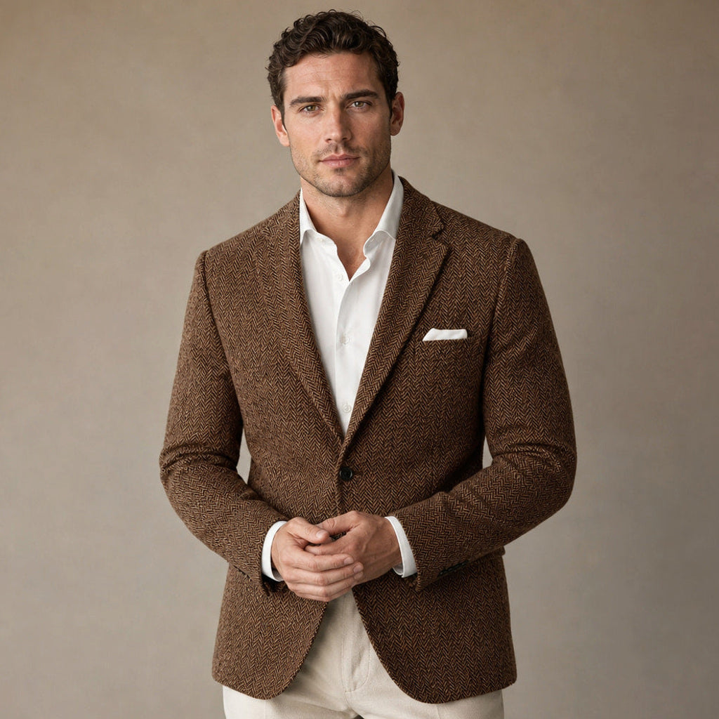 Dankmar | Blazer Fischgrat Slim Fit Braun – Produktfoto