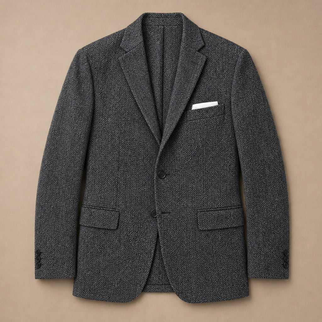 Dankmar | Blazer Fischgrat Slim Fit Dunkelgrau – Flatlay-Produktfoto
