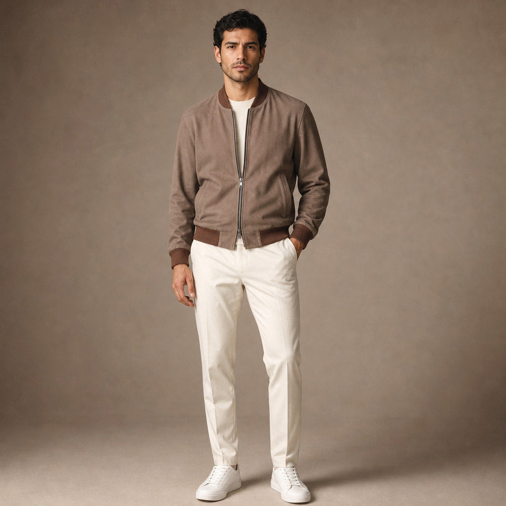 Dankwart | Bomberjacke Nubukleder Beige – Produktfoto