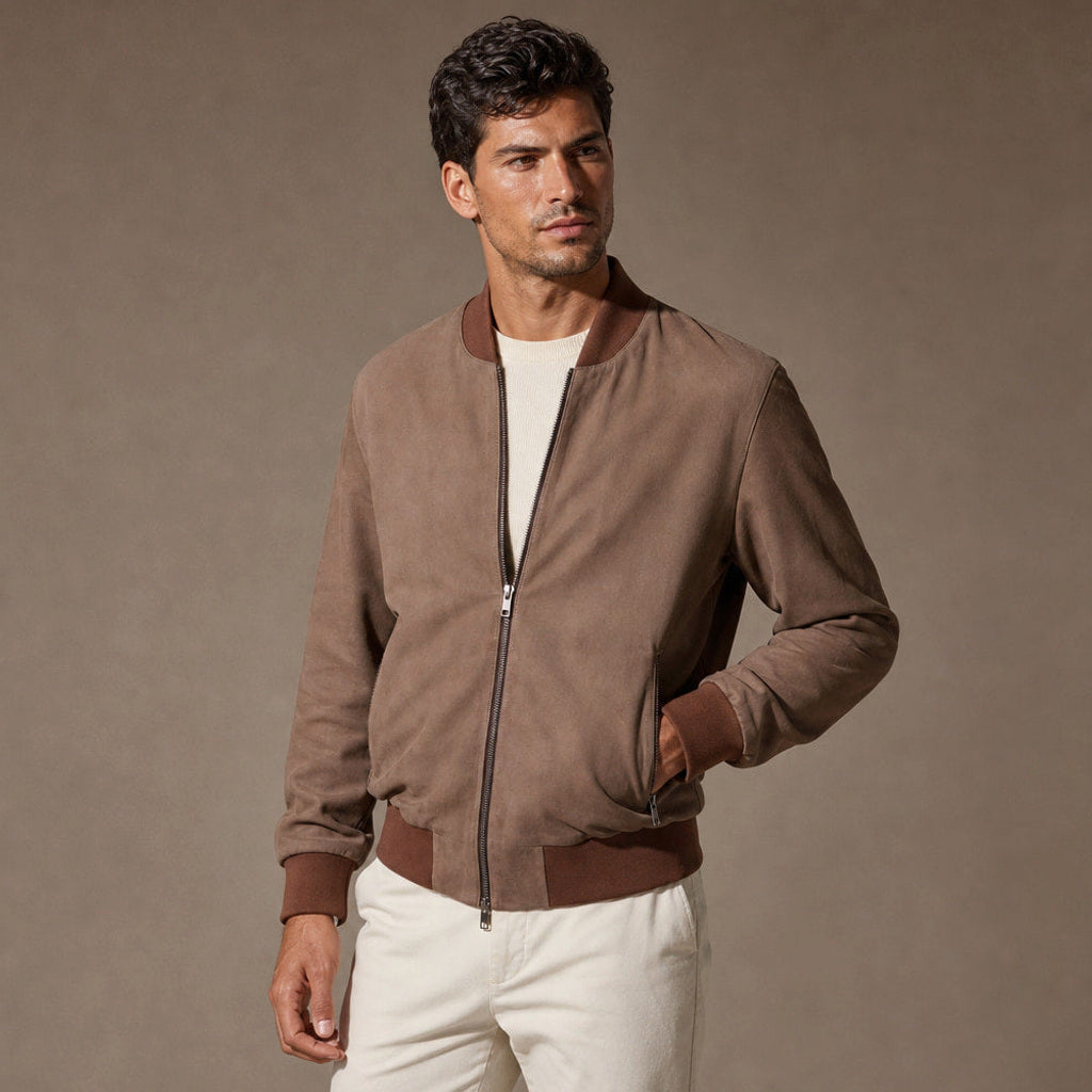 Dankwart | Bomberjacke Nubukleder Beige – Produktfoto