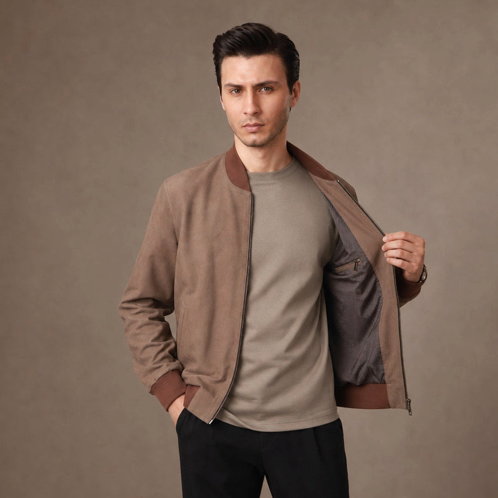 Dankwart | Bomberjacke Nubukleder Beige – Premium Editorial