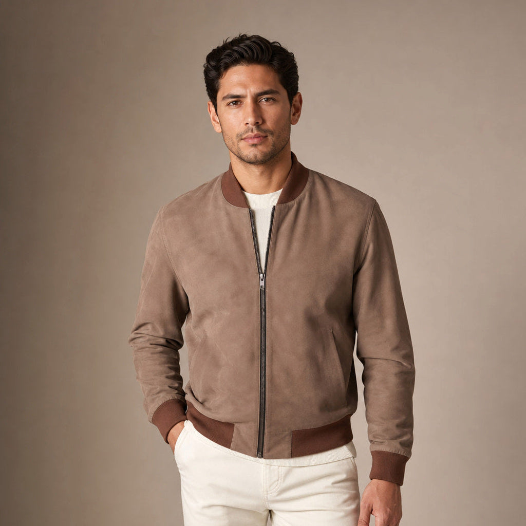 Dankwart | Bomberjacke Nubukleder Beige – Produktfoto