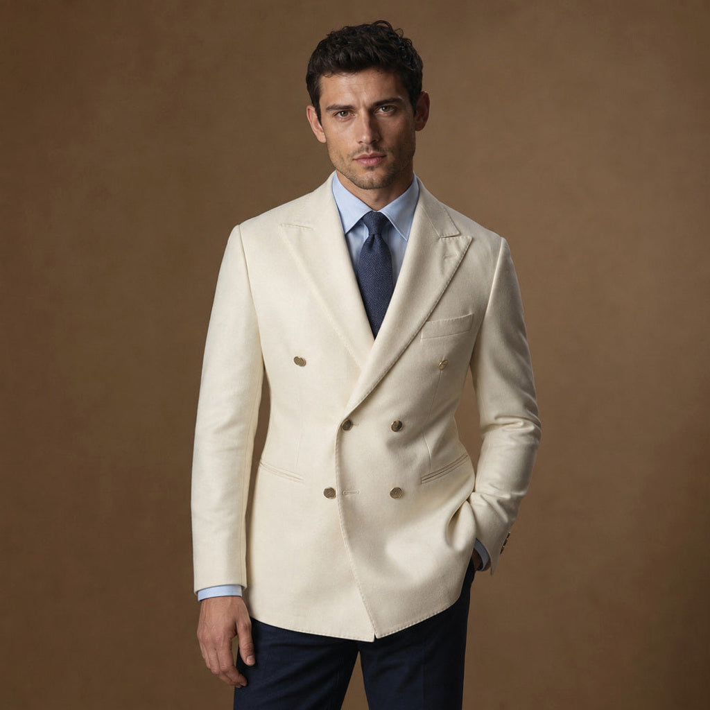 Dennis | Blazer Halbgefüttert Tailored Fit in Creme – Premium Editorial