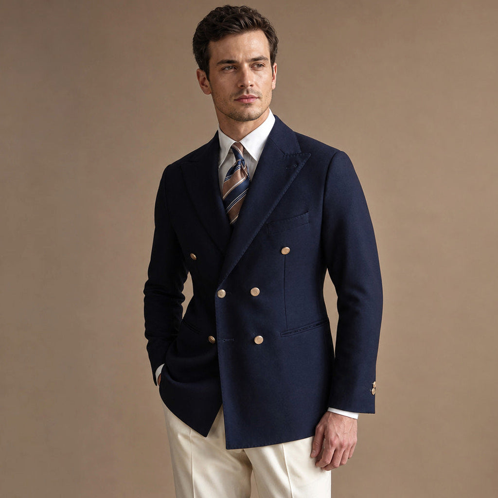 Dennis | Blazer Halbgefüttert Tailored Fit Navy – Seitenansicht