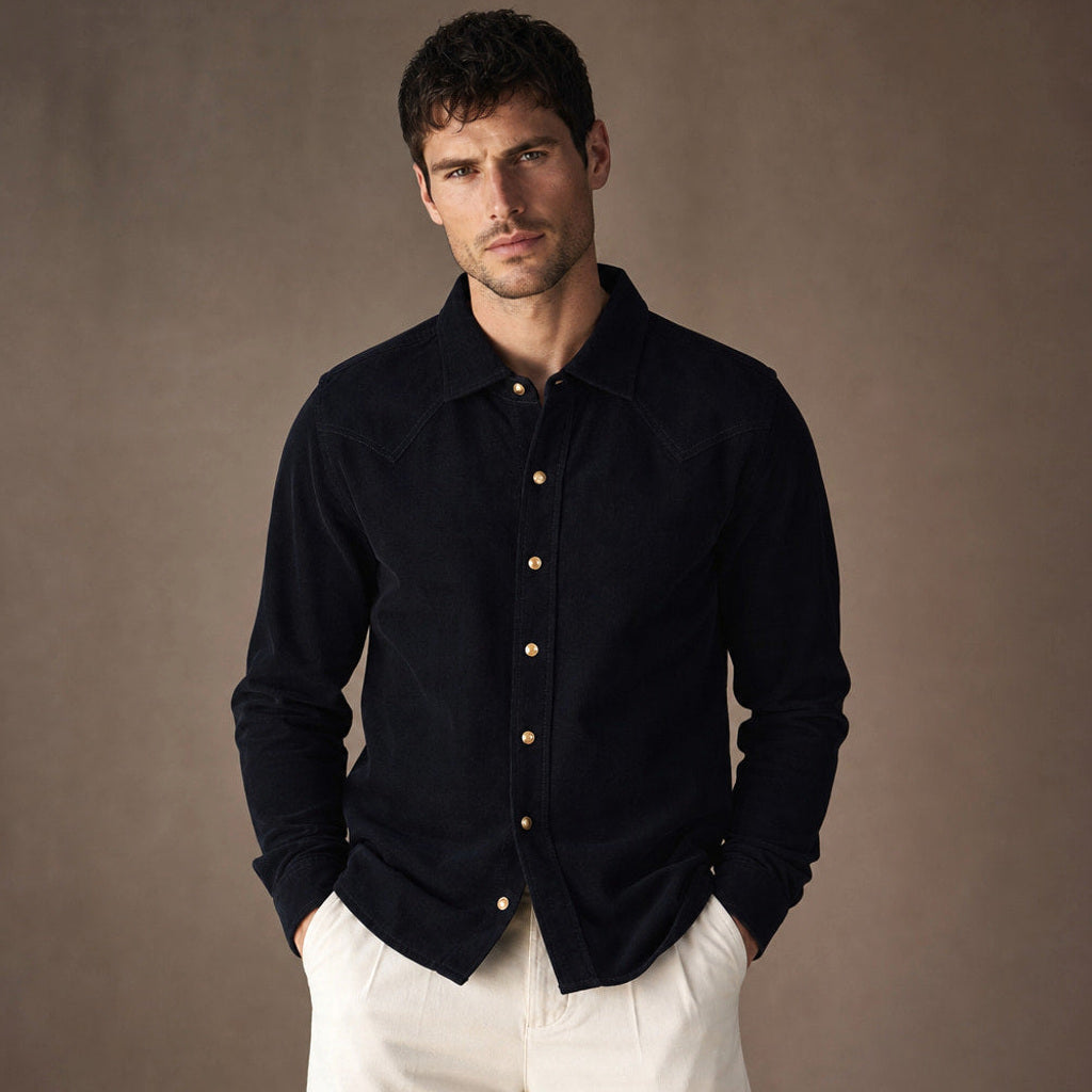 Dietwin | Cordhemd Druckknopfleiste Relaxed Fit Champagnerbeige – Produktfoto