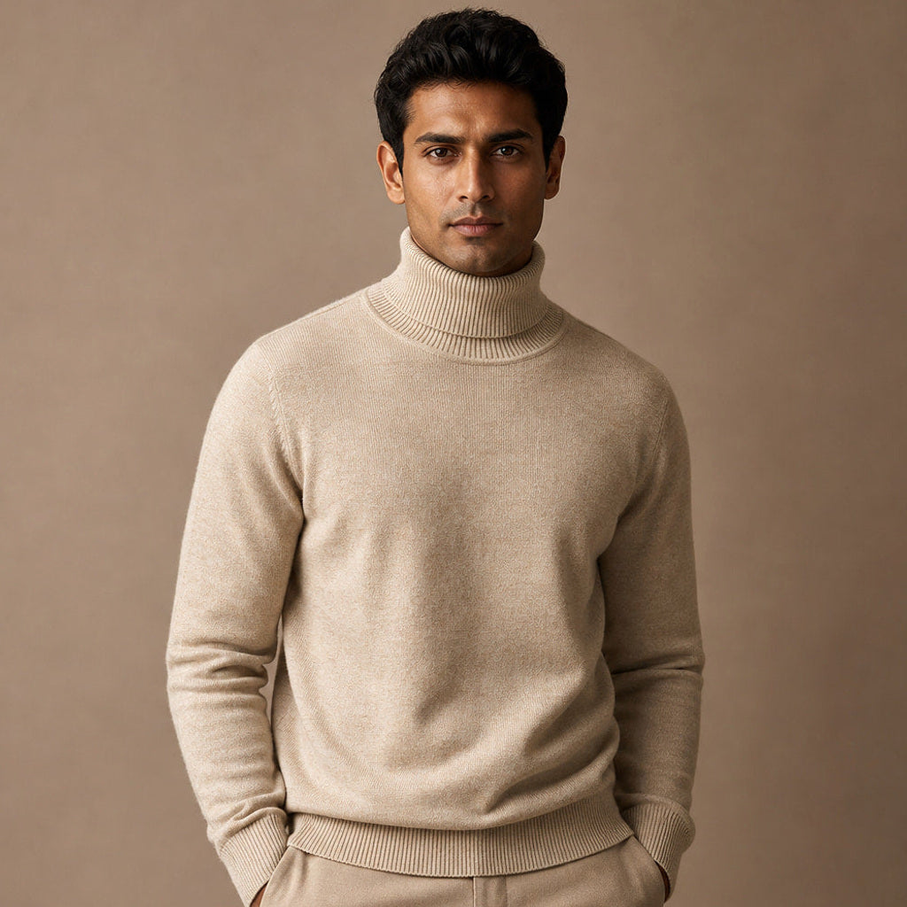 Ecbert | Rollkragenpullover Feinstrick in Khaki – Premium Editorial