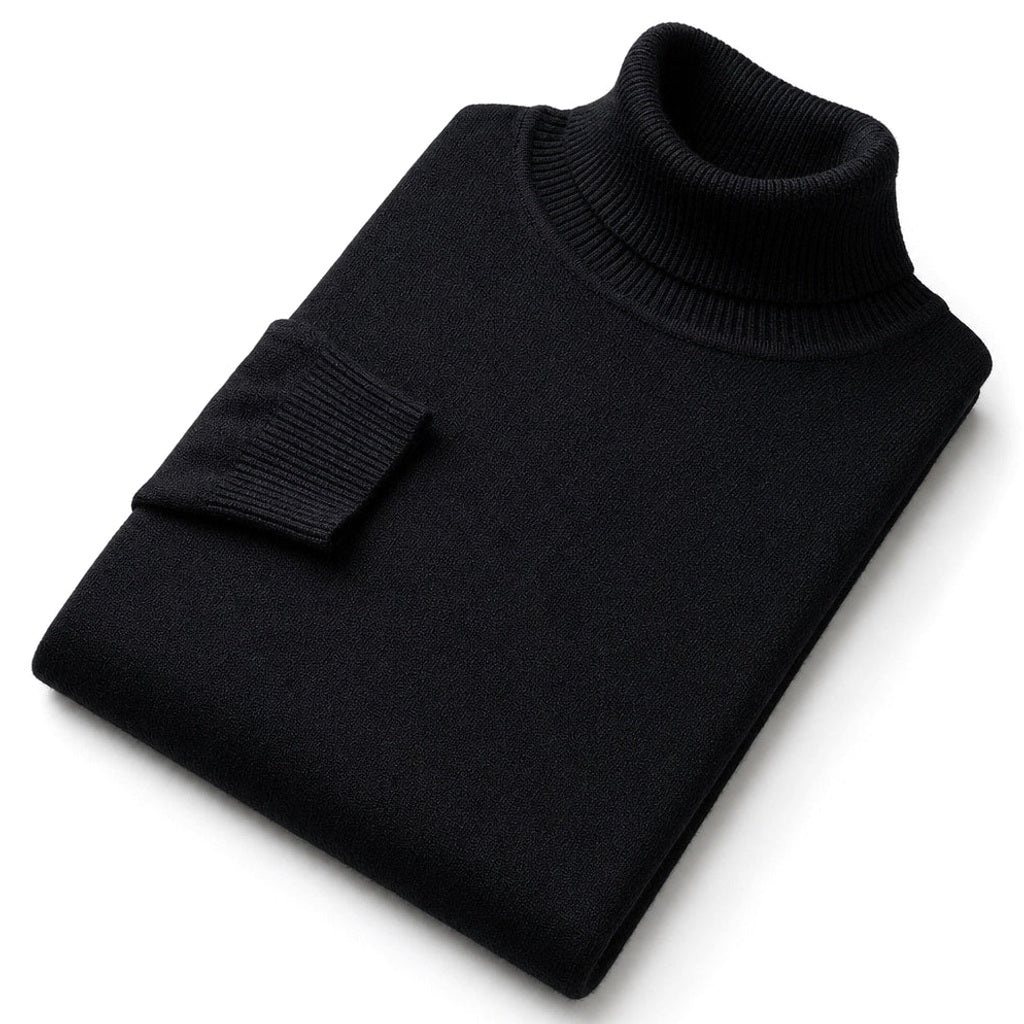 Ecbert | Rollkragenpullover Feinstrick Schwarz – Produktfoto