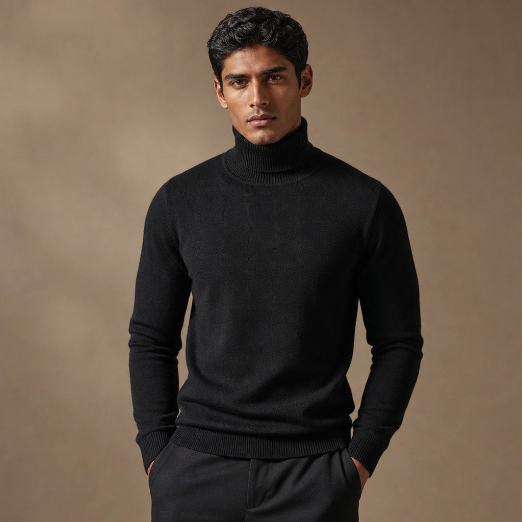 Ecbert | Rollkragenpullover Feinstrick in Schwarz – Premium Editorial