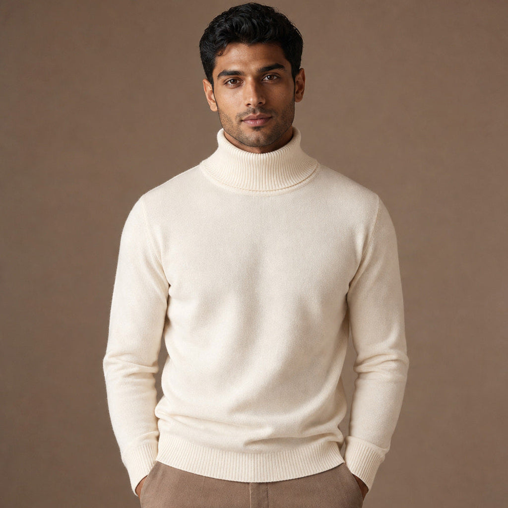 Ecbert | Rollkragenpullover Feinstrick in Weiß – Premium Editorial
