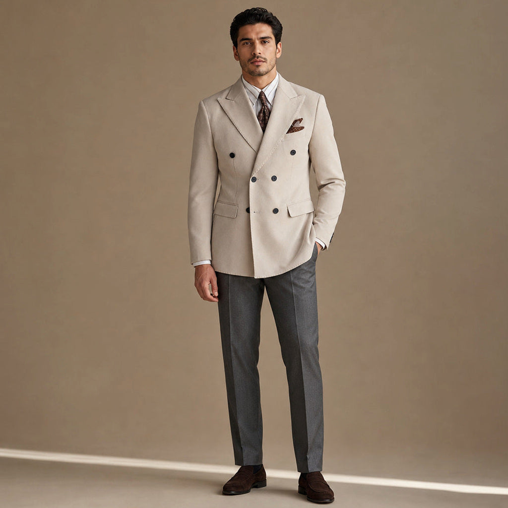 Ekbert | Blazer Neapolitanischer Schnitt Halbgefüttert Khaki – Gesamtlook
