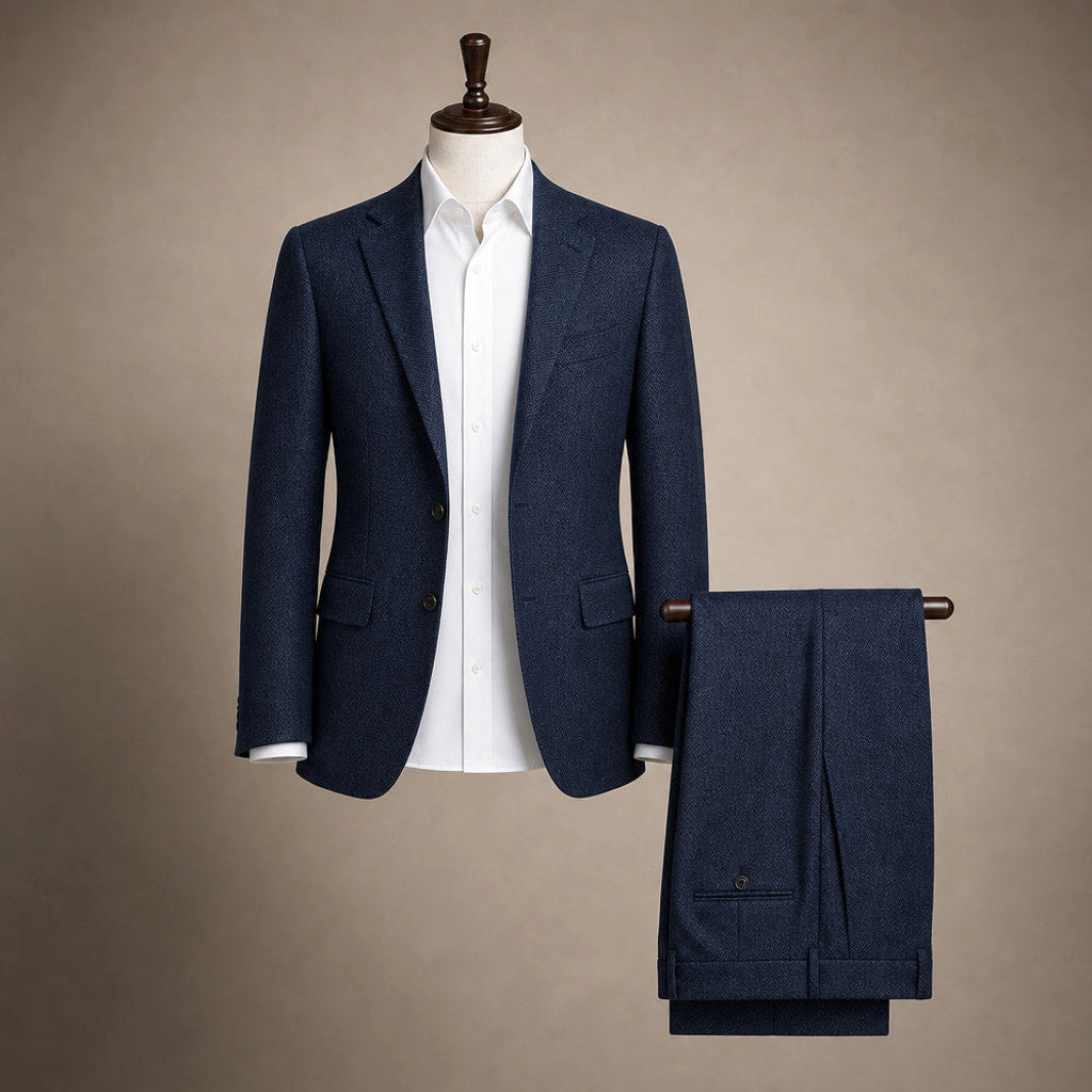 Elmore | Anzug Dreiteilig Fischgrat Navy – Produktfoto