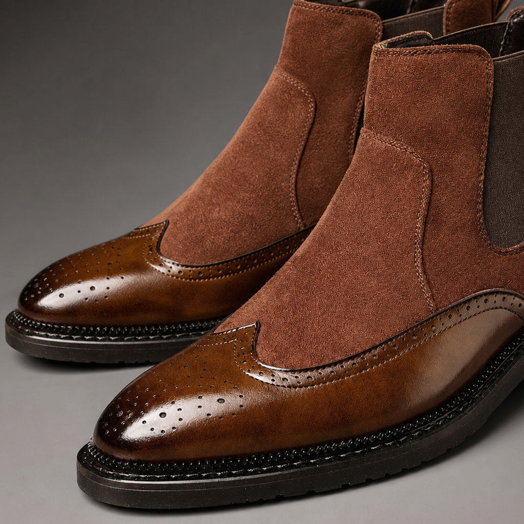 Erich | Chukka Boots Leder Gepolsterte Sohle – Stoff- und Detailaufnahme