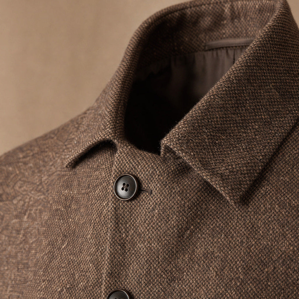Ernst | Blazer Wollmischung Tailored Fit Kaffeebraun – Stoff- und Detailaufnahme