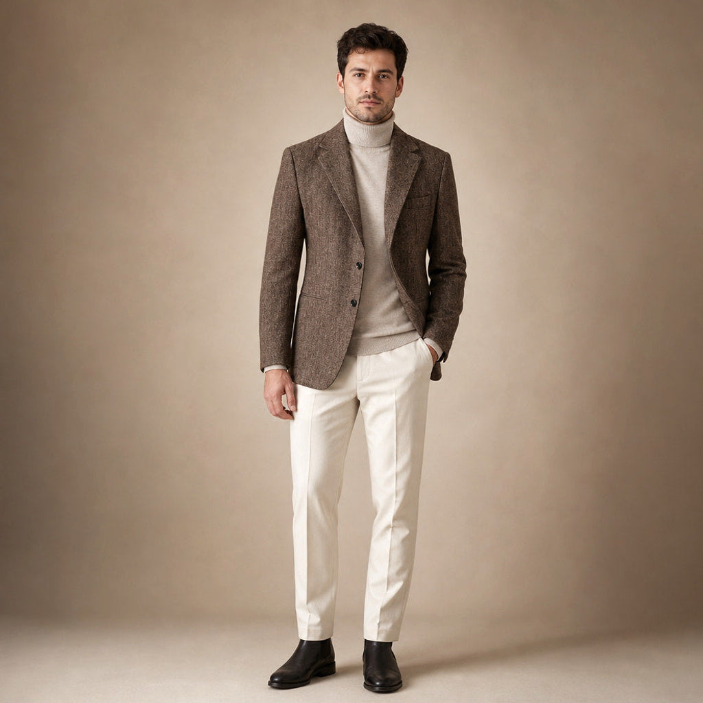 Ernst | Blazer Wollmischung Tailored Fit Kaffeebraun – Gesamtlook