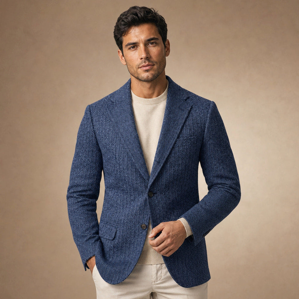 Falko | Blazer Fischgrat Regular Fit Blau – Produktfoto