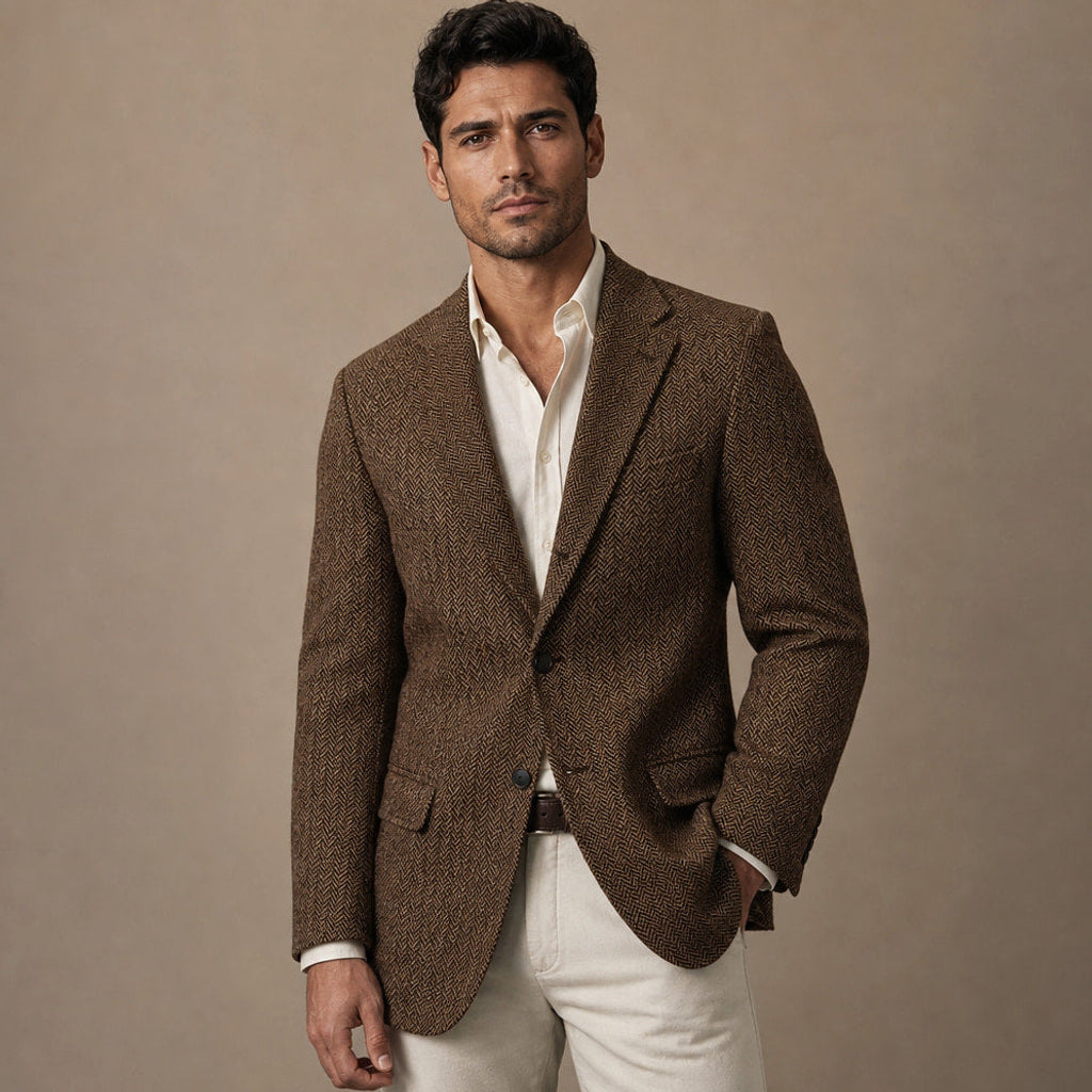 Falko | Blazer Fischgrat Regular Fit Braun – Produktfoto
