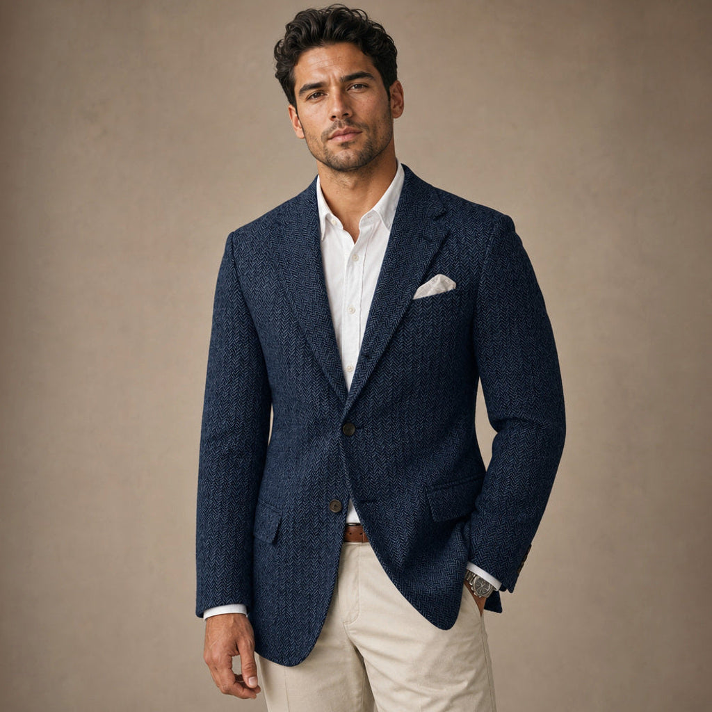 Falko | Blazer Fischgrat Regular Fit Navy – Produktfoto