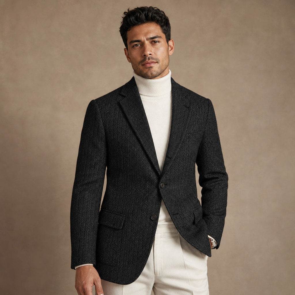 Falko | Blazer Fischgrat Regular Fit Schwarz – Produktfoto