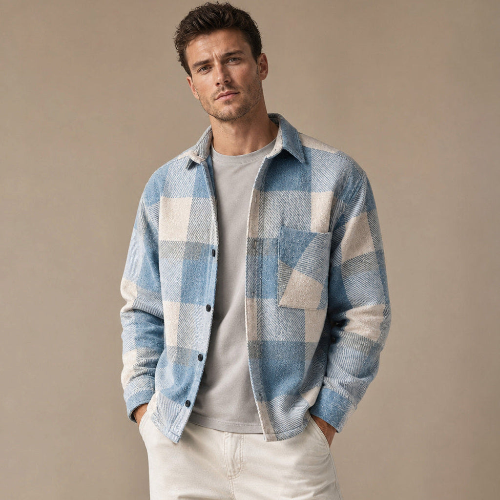 Fenlor | Flanellhemd Karo Relaxed Fit Blau – Produktfoto