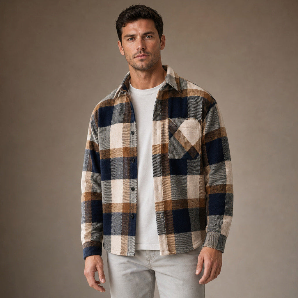Fenlor | Flanellhemd Karo Relaxed Fit in Braun – Premium Editorial