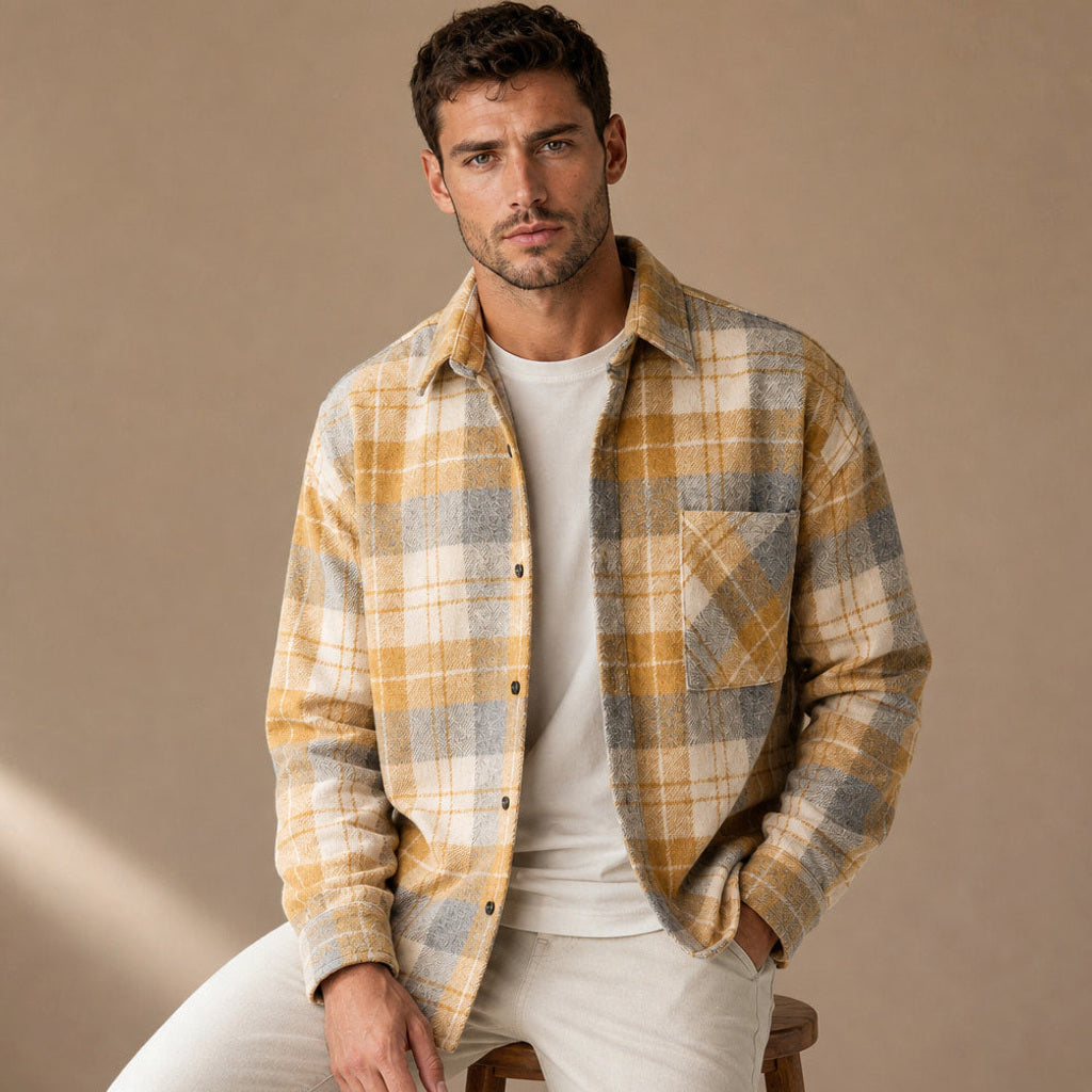 Fenlor | Flanellhemd Karo Relaxed Fit Gelb – Produktfoto