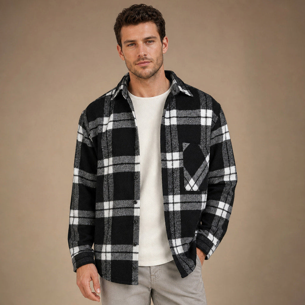 Fenlor | Flanellhemd Karo Relaxed Fit Schwarz – Produktfoto
