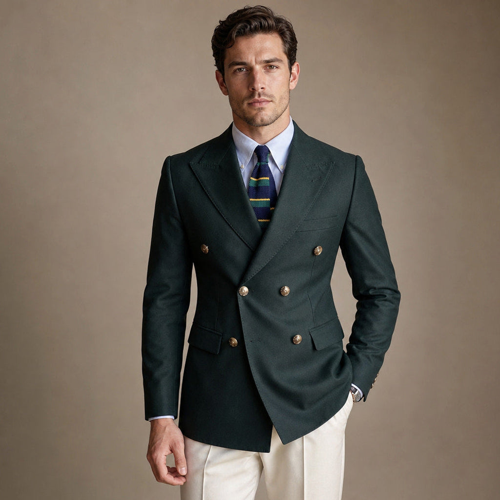 Firenze | Blazer Halbgefüttert Tailored Fit in Dunkelgrün – Premium Editorial