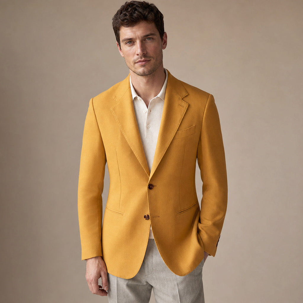 Firenze | Blazer Halbgefüttert Tailored Fit in Gelb – Premium Editorial