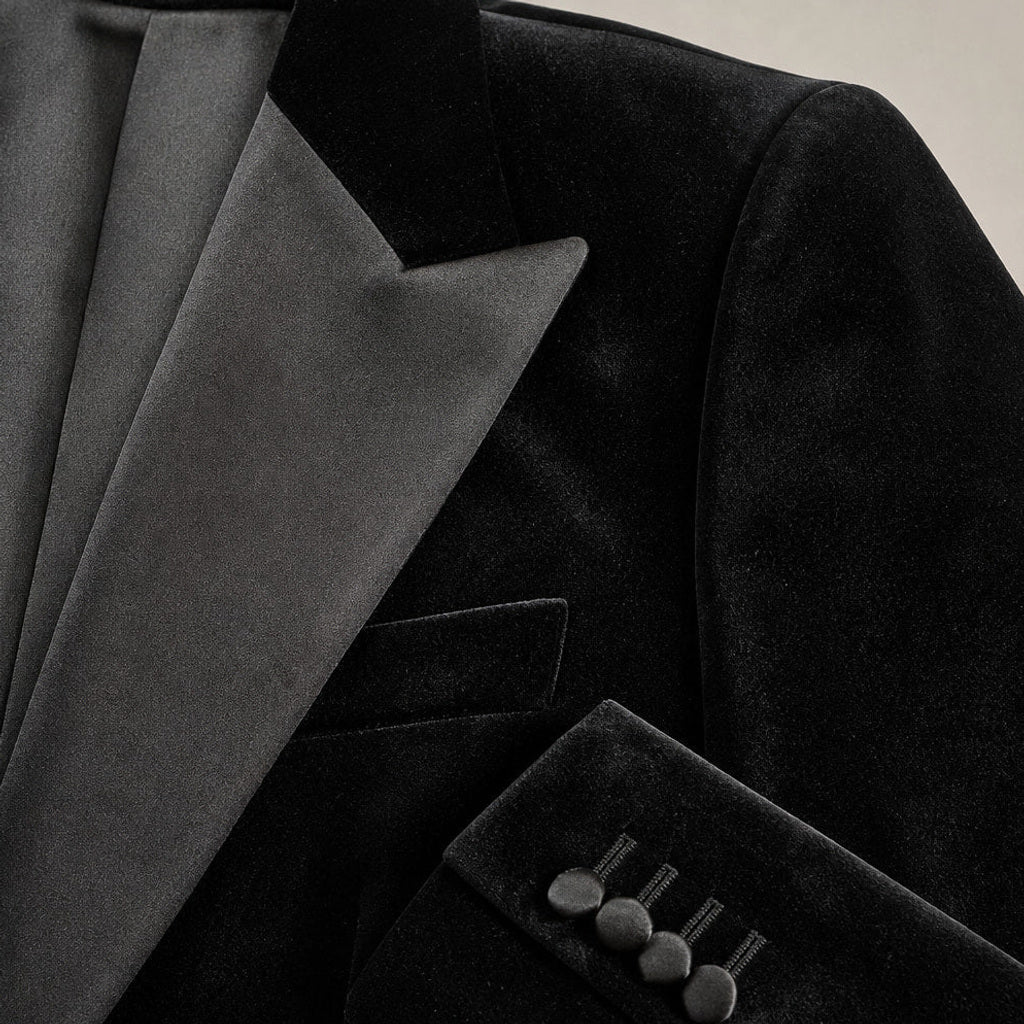 Firenze | Blazer Halbgefüttert Tailored Fit Schwarz – Stoff- und Detailaufnahme