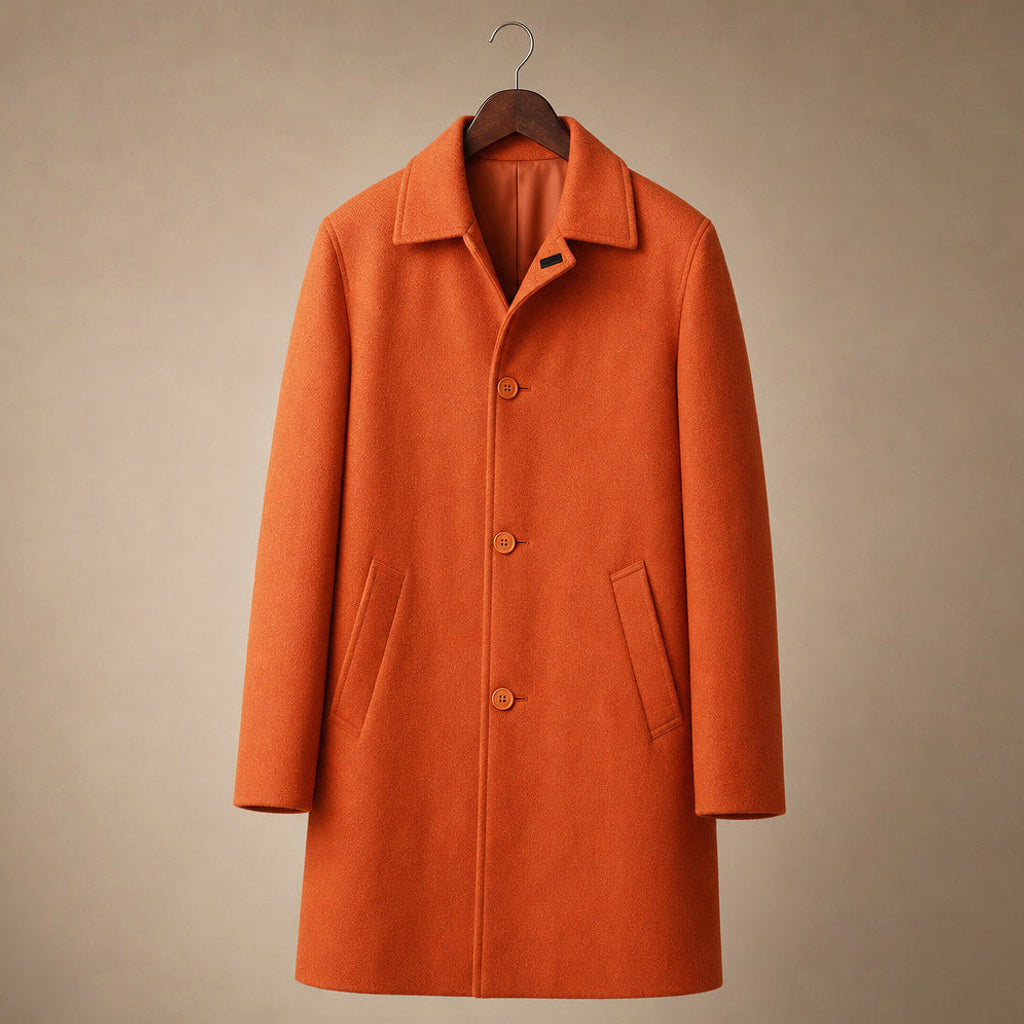 Folkbert | Kurzmantel Wolle Einreiher Orange – Produktfoto
