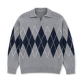 Friedbert | Strickpullover Argyle Hemdkragen Grau – Produktfoto