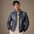 Friedemann | Lederjacke Bomber Blau Blau – Produktfoto