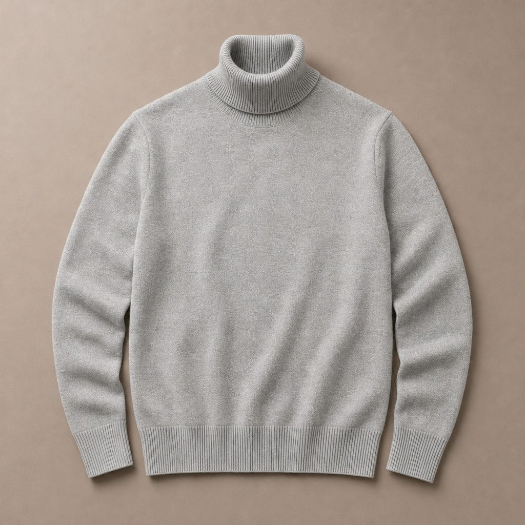 Gernot | Rollkragenpullover Merinowolle Grau – Produktfoto
