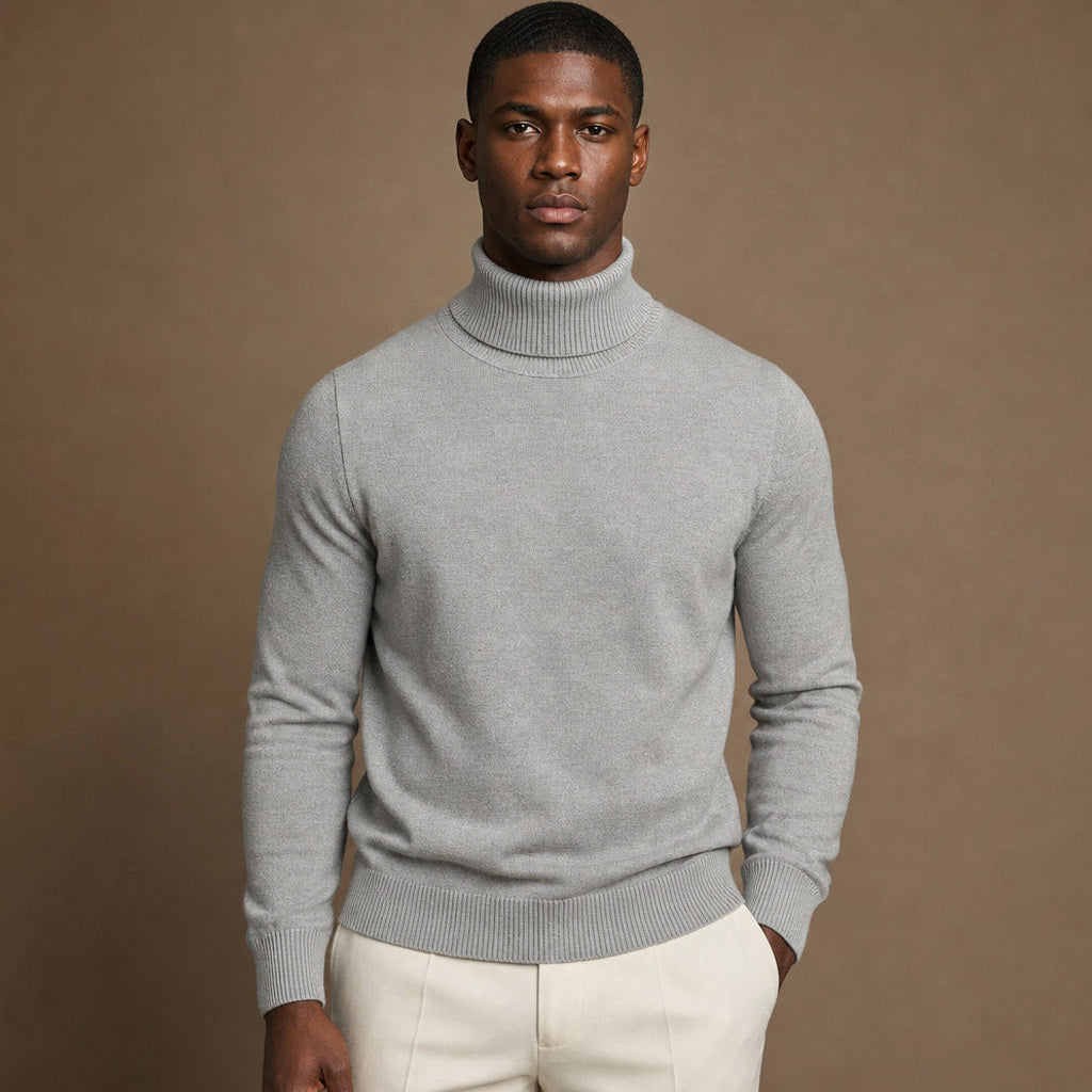 Gernot | Rollkragenpullover Merinowolle in Grau – Premium Editorial