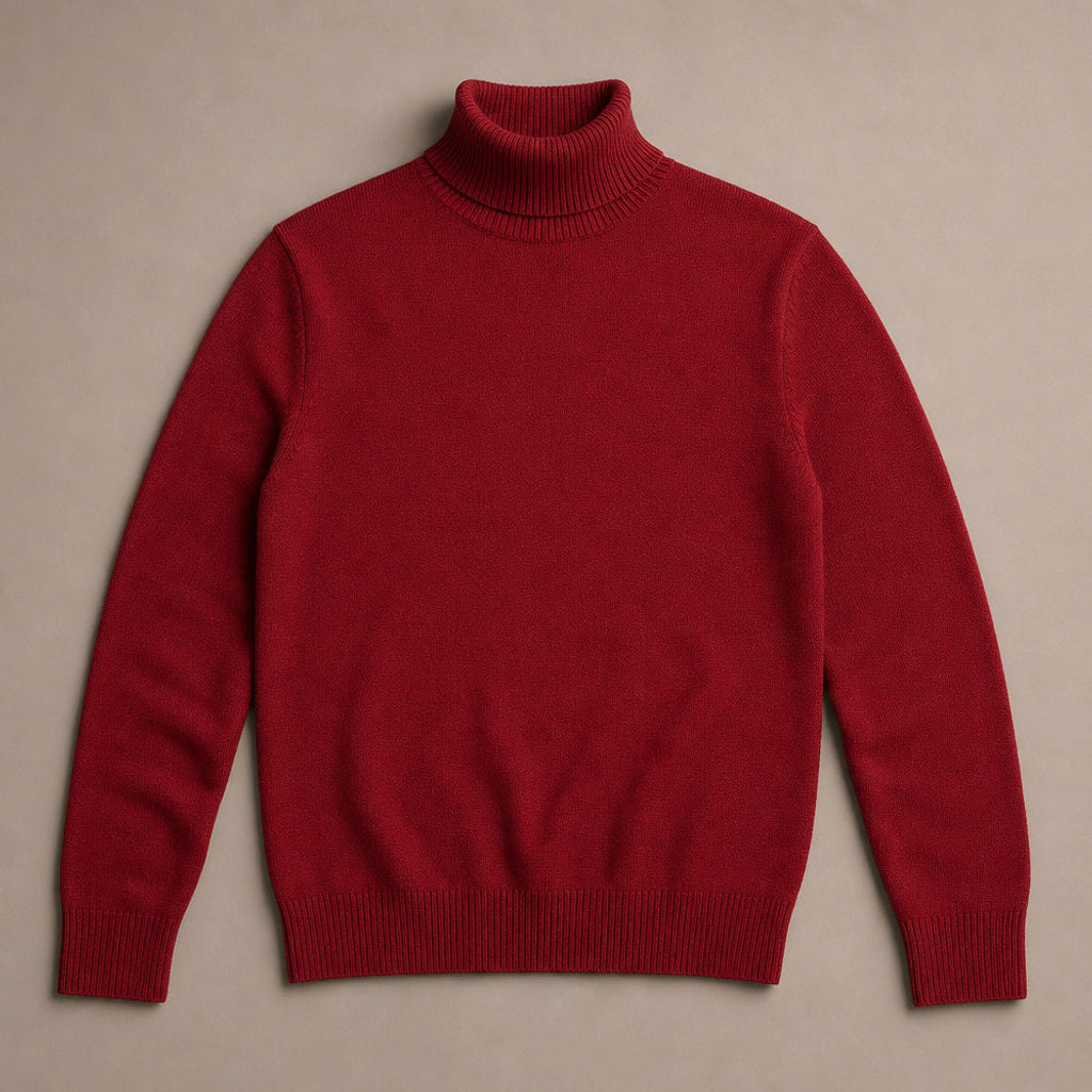 Gernot | Rollkragenpullover Merinowolle Rot – Produktfoto