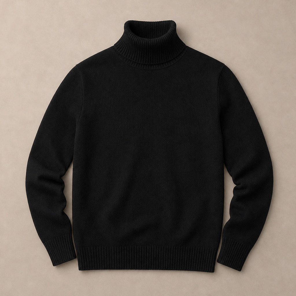 Gernot | Rollkragenpullover Merinowolle Schwarz – Produktfoto