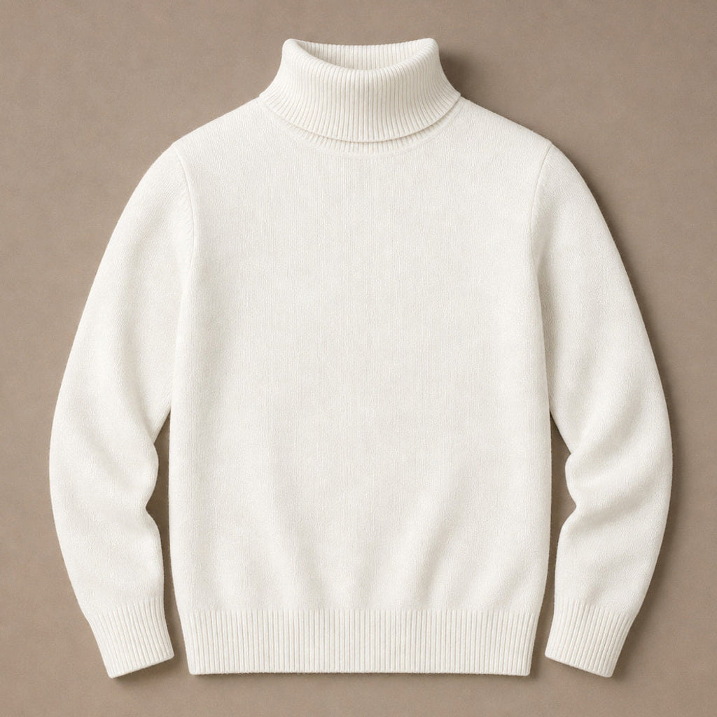 Gernot | Rollkragenpullover Merinowolle Weiß – Produktfoto