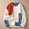 Günter | Strickpullover Color-Blocking Rundhals Orange – Produktfoto