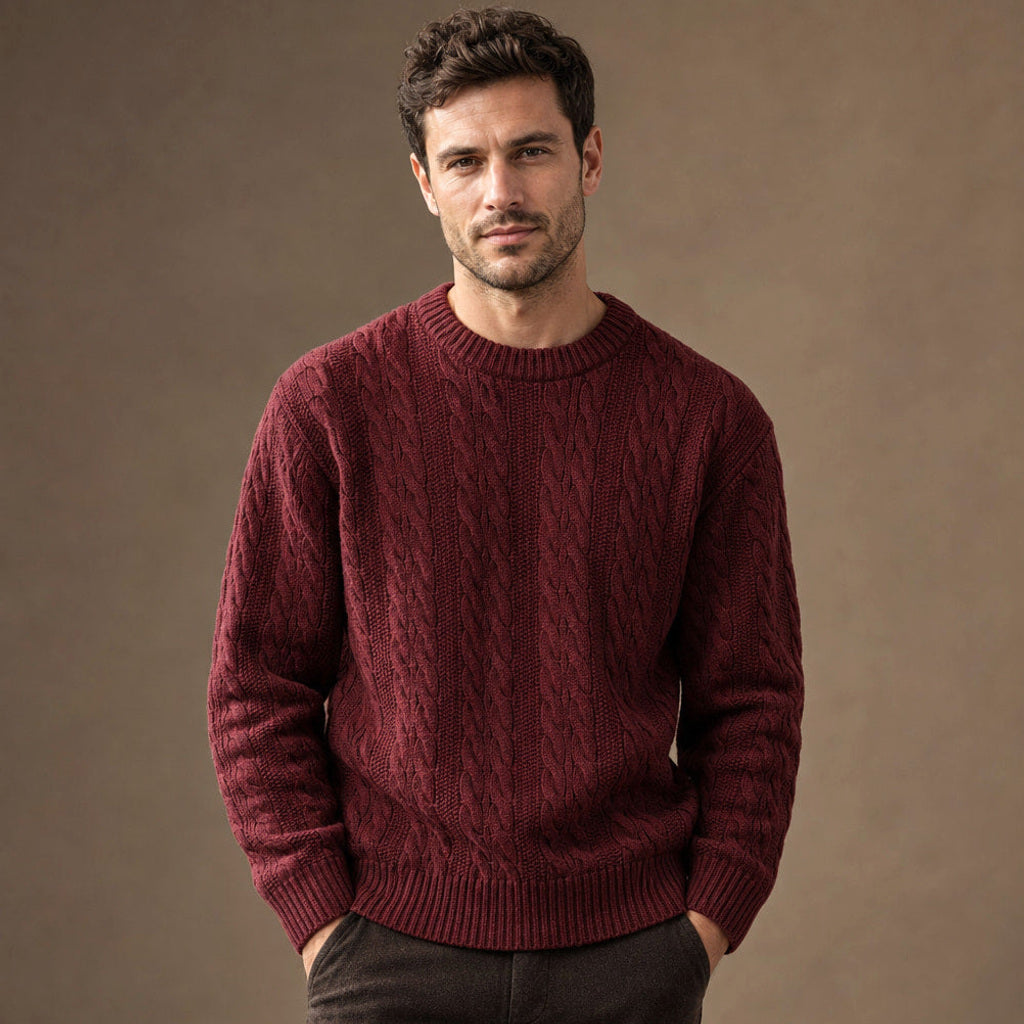 Guntram | Zopfstrick-Pullover Grobstrick Bordeaux – Produktfoto
